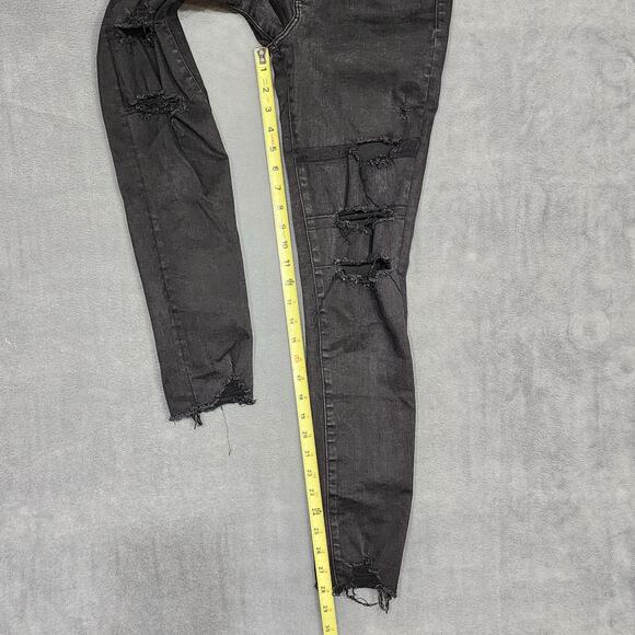 Abercrombie & Fitch Ultra High Rise Super Skinny Ankle 4 Long Black Distressed - Picture 12 of 12